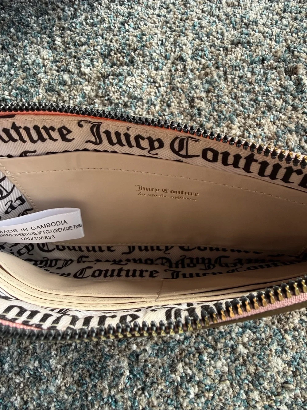 Juicy Couture Blush Pink Pebbled Wristlet Clutch